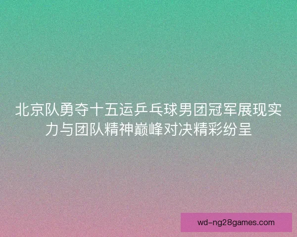 北京队勇夺十五运乒乓球男团冠军展现实力与团队精神巅峰对决精彩纷呈